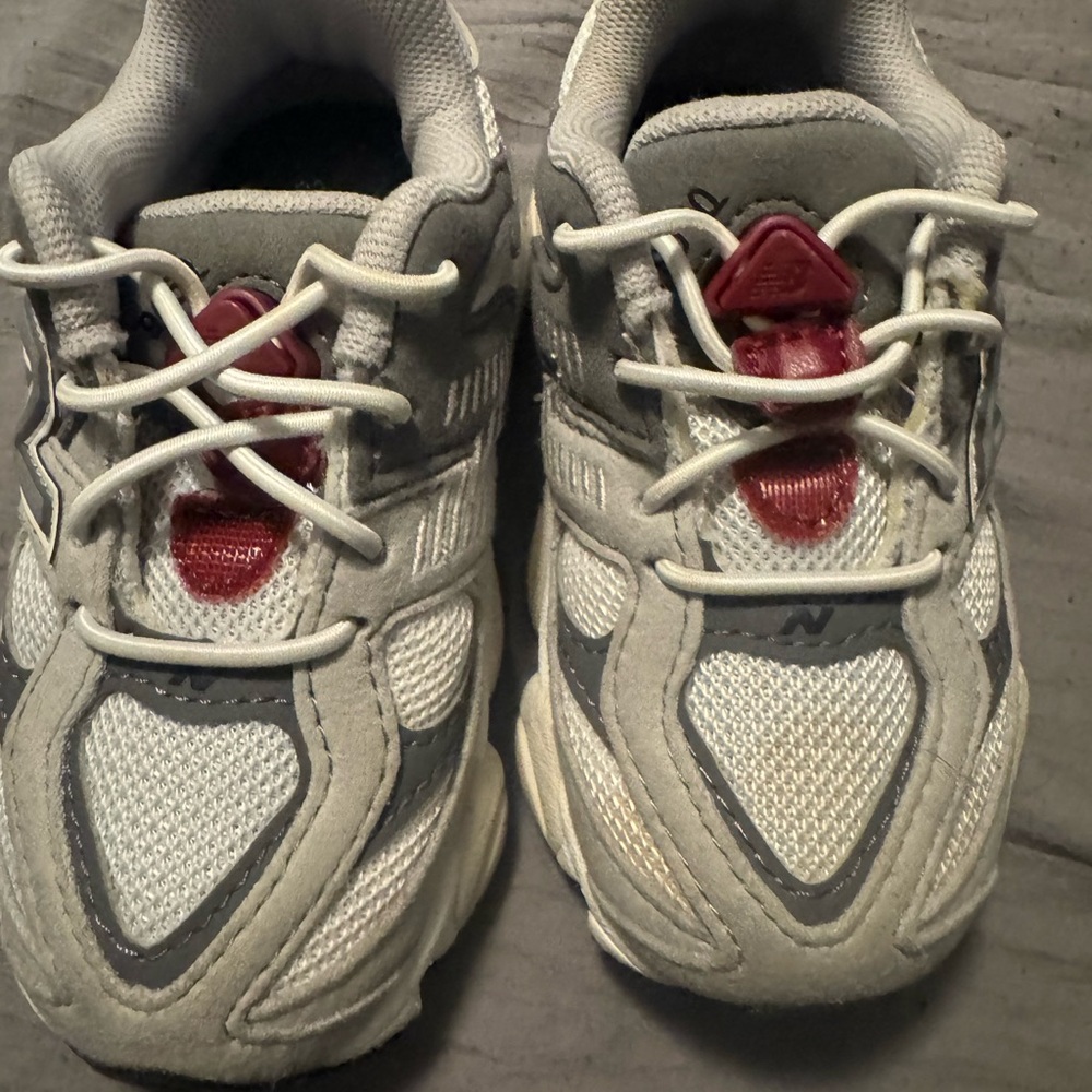 Kids Gray and Red Athletic Shoes